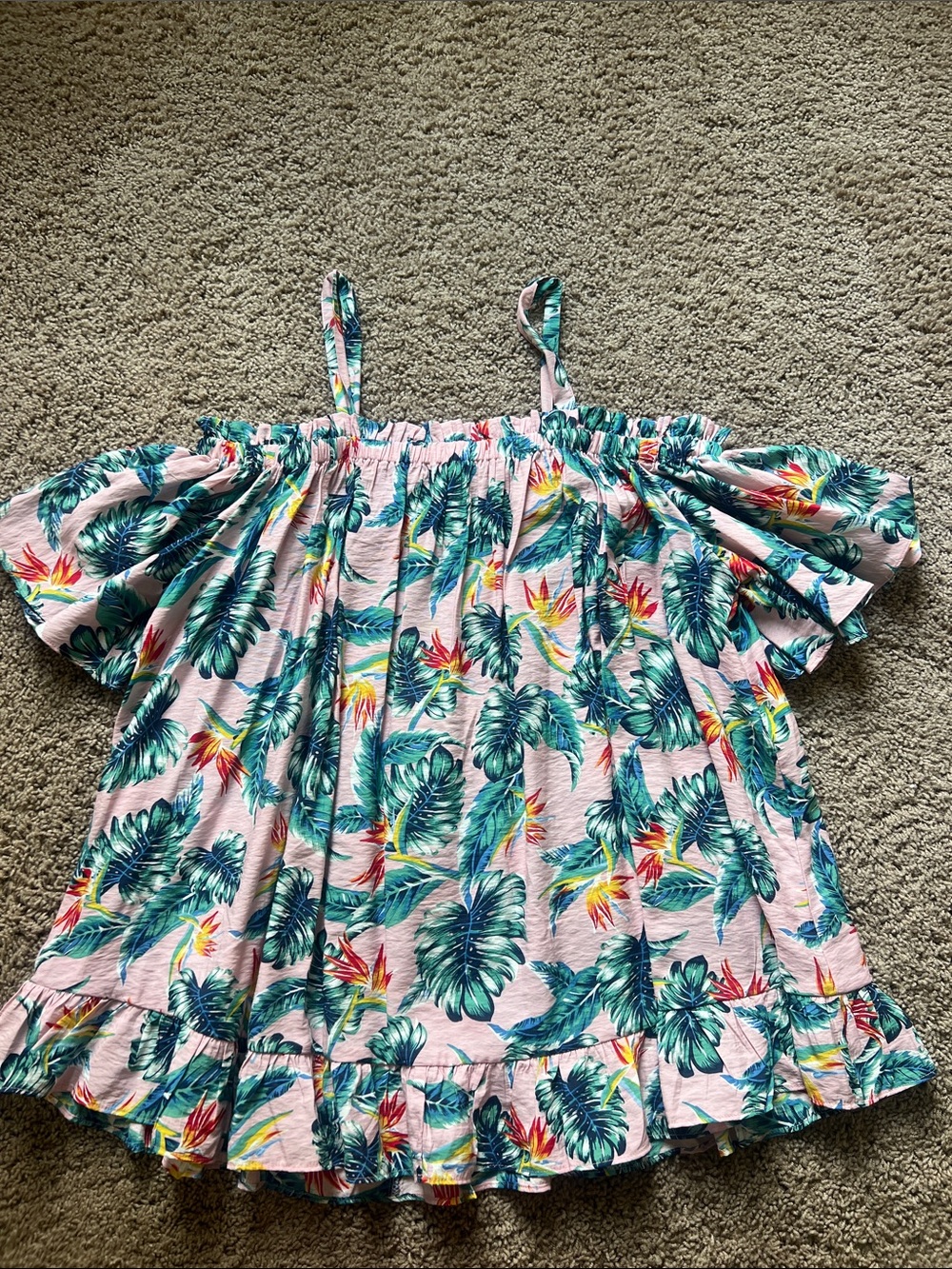 easel Multicolor Tropical Print off the shoulder shirt size medium